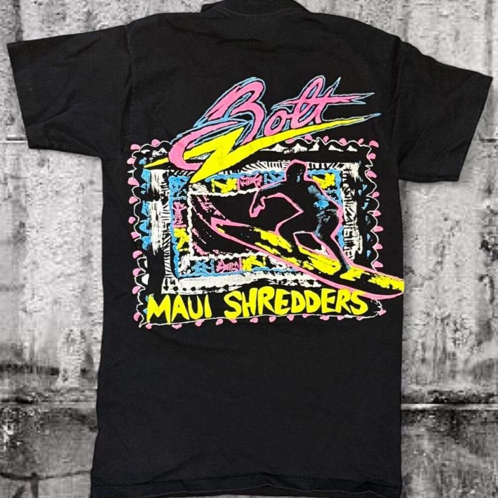 Vintage Lightning Bolt Maui Shredders Surf T-Shirt USA Made Small 90s